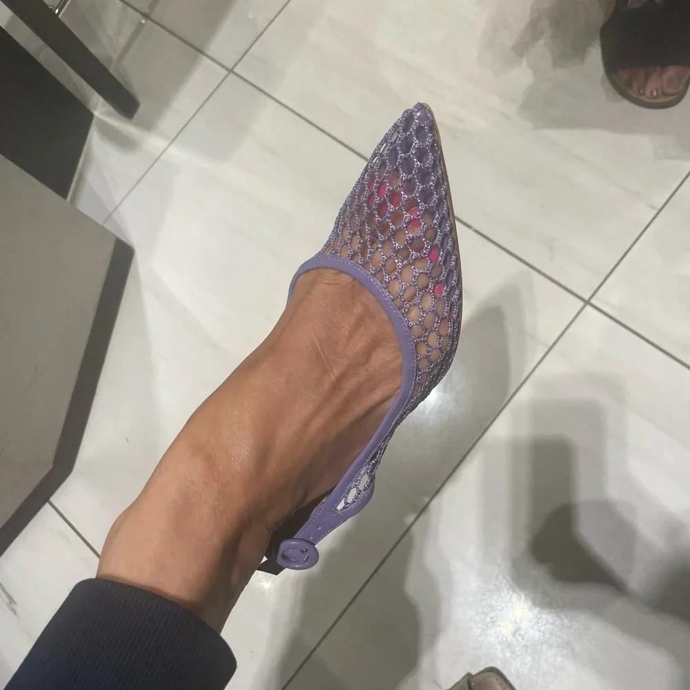 Gianvito Rossi Purple Mesh Heels - Picture 2 of 8